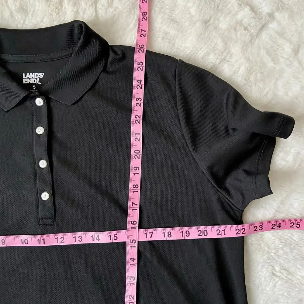 Lands' End Short Sleeve Rapid Dry Black Polo Shirt Women's Size XL